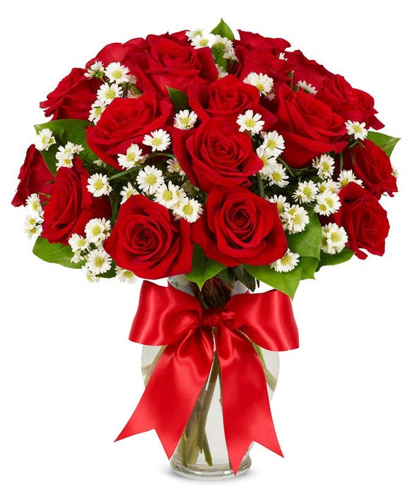 Langstielige Rote Rosen Bouquet