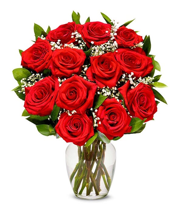 Long stemmed red roses bouquet