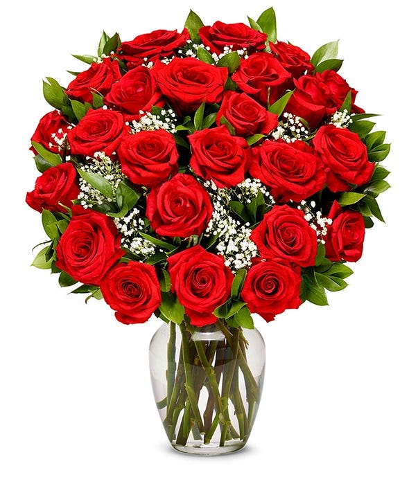 Long stemmed red roses bouquet
